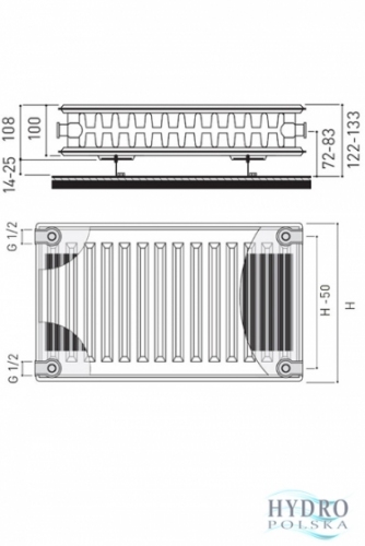 GRZEJNIK PERFEKT C-11 600 X 400 BOCZNY 317-399W PANELOWY POLSKI GRZEJNIK