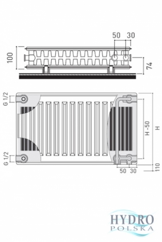 PERFEKT V-22 900 X 1000 DOLNY 2088-2618W STALOWY POLSKI GRZEJNIK